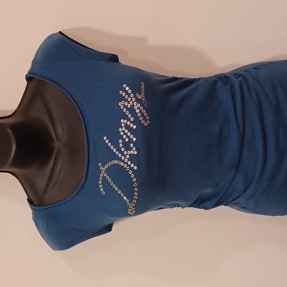 DKNY Jeans Y2K Jewel Logo Scoop Neck Fitted Tee- Sz. XS - Picture 4 of 9